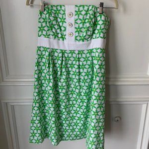 Lilly Pulitzer Strapless Green Floral Dress